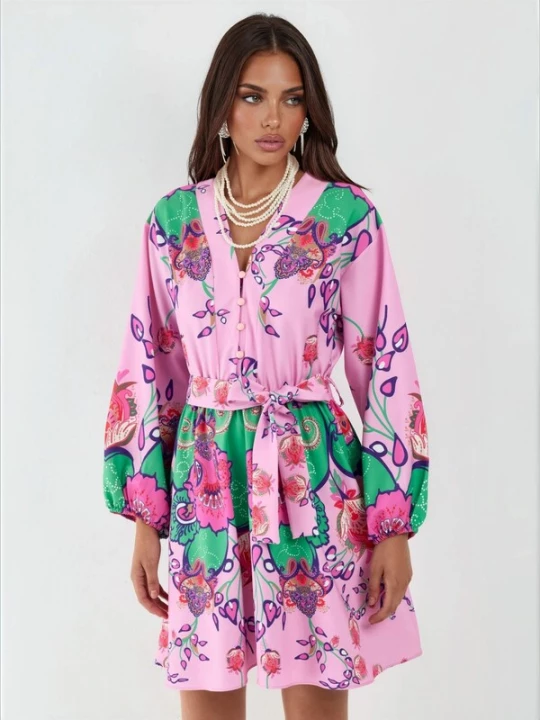 Foto van product MSN Collection Jurk groen / pink