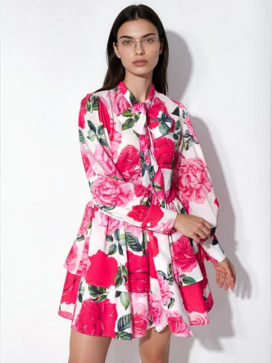 Foto van product MSN Collection Jurk groen / pink / wit