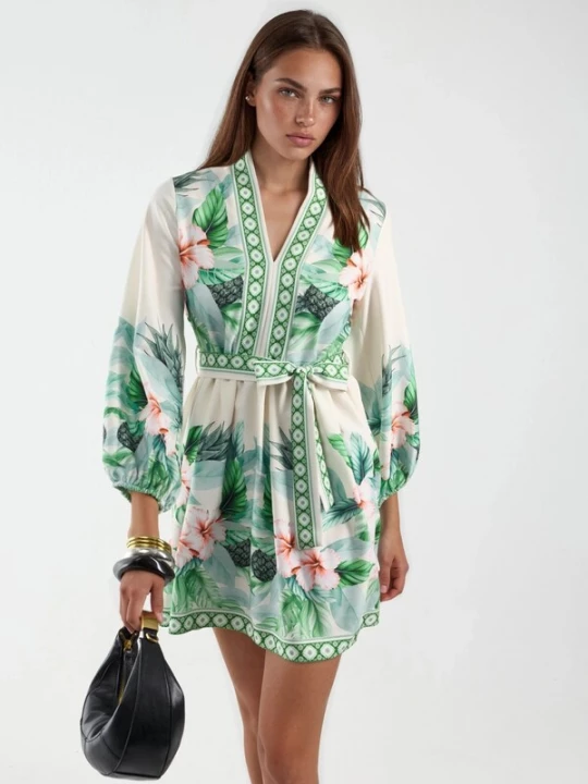 Foto van product MSN Collection Jurk groen / wit