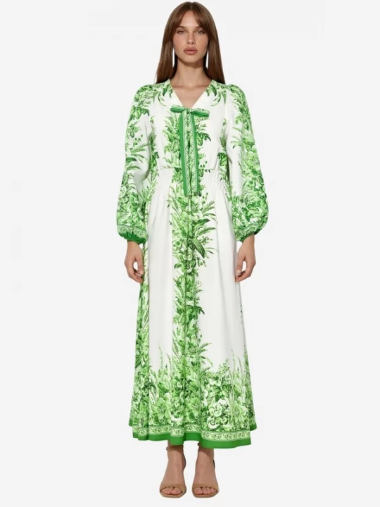 Foto van product MSN Collection Jurk groen / wit