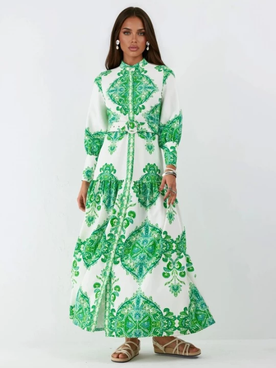 Foto van product MSN Collection Jurk groen / wit