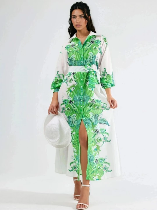 Foto van product MSN Collection Jurk groen / wit