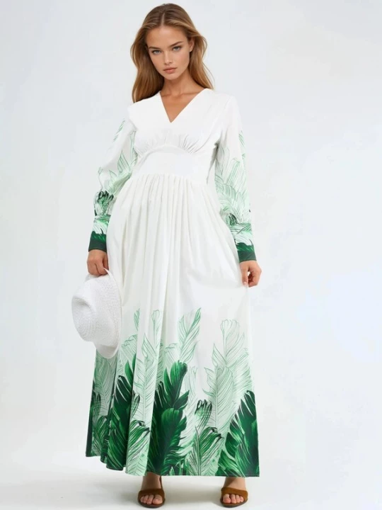 Foto van product MSN Collection Jurk groen / wit