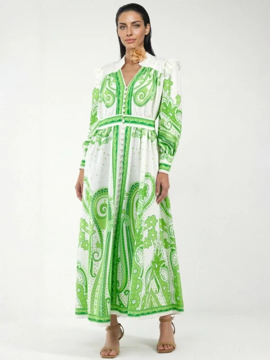 Foto van product MSN Collection Jurk groen / wit