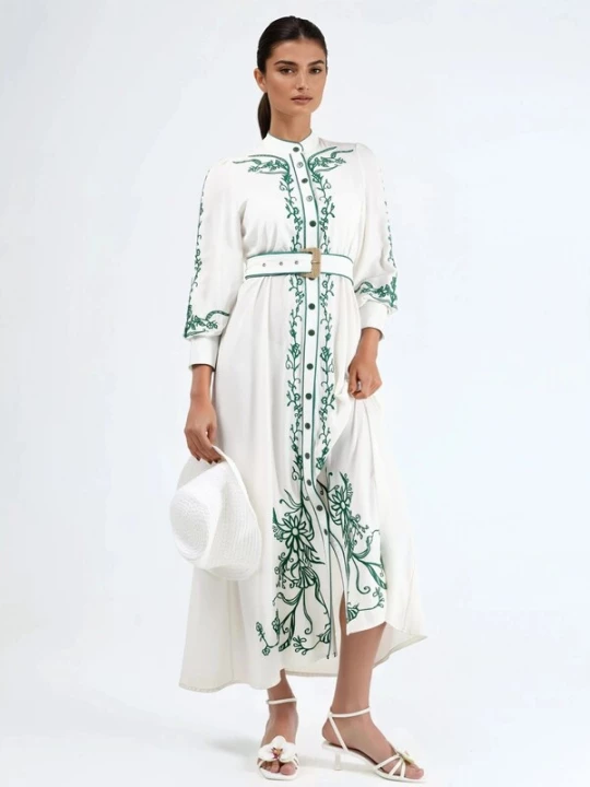 Foto van product MSN Collection Jurk groen / wit