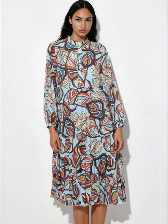 Foto van product MSN Collection Jurk hemelsblauw / mintgroen / rosé / roestrood