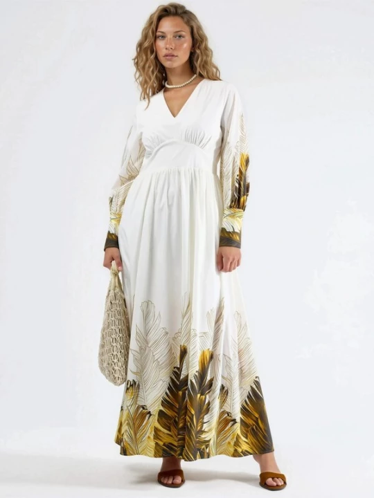 Foto van product MSN Collection Jurk kaki / olijfgroen / zwart / wit