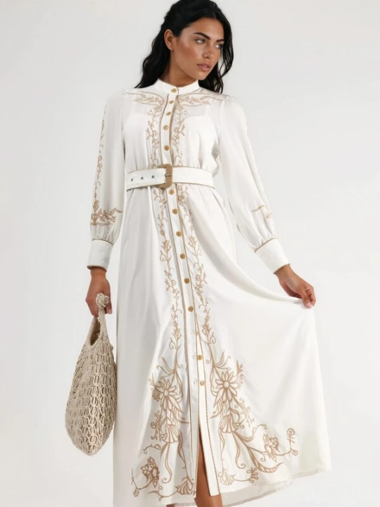 Foto van product MSN Collection Jurk kaki / wit