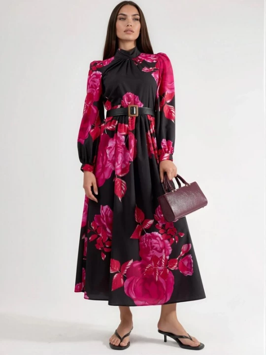Foto van product MSN Collection Jurk lichtroze / grenadine / zwart