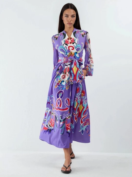 Foto van product MSN Collection Jurk lila / wit