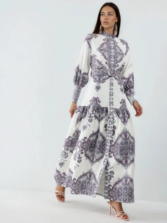 Foto van product MSN Collection Jurk lila / wit