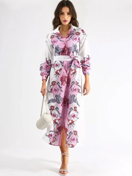 Foto van product MSN Collection Jurk pink / wit