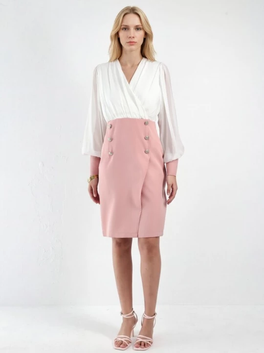 Foto van product MSN Collection Jurk pink / wit