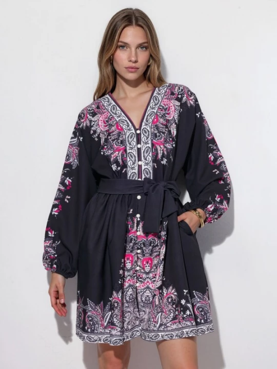 Foto van product MSN Collection Jurk pink / zwart
