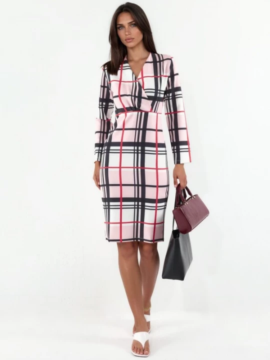 Foto van product MSN Collection Jurk rosa / rood / zwart / wit