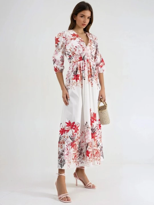 Foto van product MSN Collection Jurk rosa / rood / zwart / wit