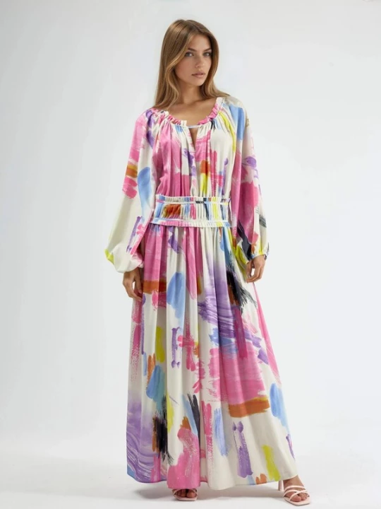 Foto van product MSN Collection Jurk royal blue / koningsblauw / limoen / eosine / eierschaal