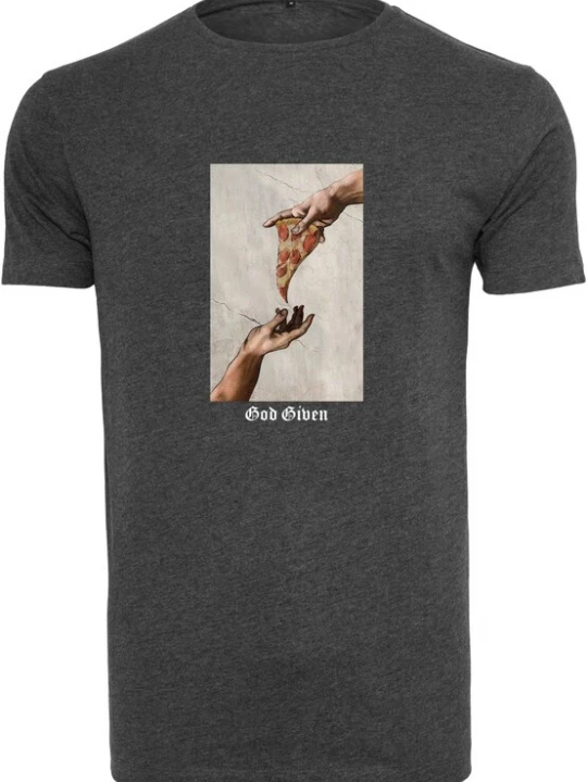 Foto van product MT Men Shirt 'God Given Pizza' donkergrijs / gemengde kleuren
