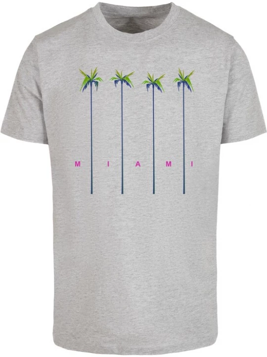 Foto van product MT Men Shirt 'Miami Palms' grijs gemêleerd / groen / zwart