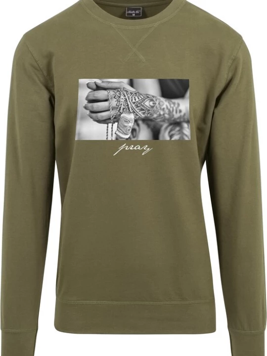 Foto van product MT Men Sweatshirt 'Pray 2.0' grijs / antraciet / olijfgroen / wit