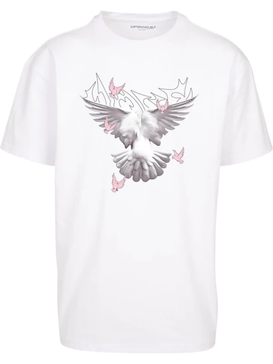 Foto van product MT Upscale Shirt 'Doves' stone grey / lichtroze / wit