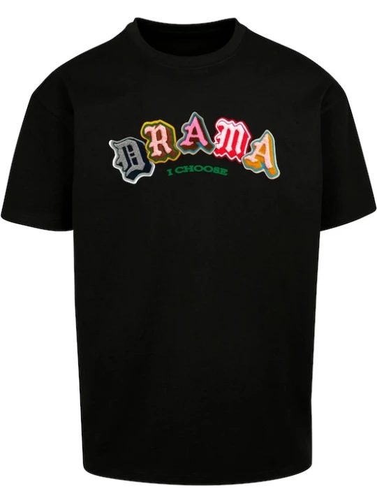 Foto van product MT Upscale Shirt 'Drama I choose' oranje / pink / zwart / wit