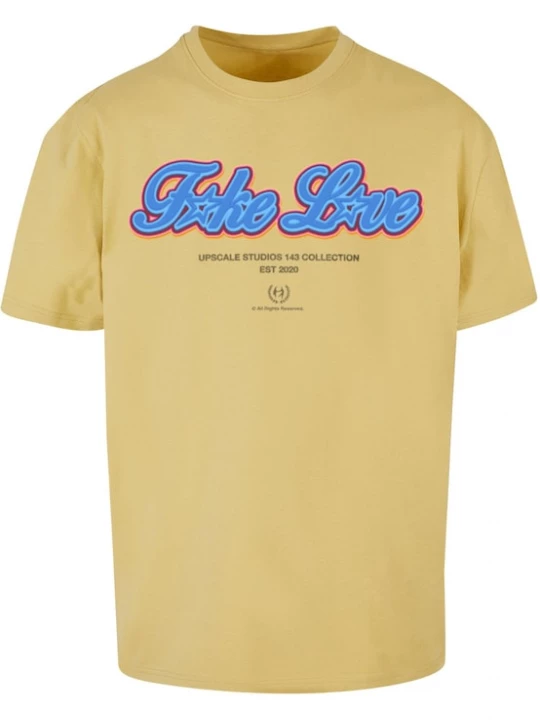 Foto van product MT Upscale Shirt 'F*ke L*ve' azuur / geel / oranje / zwart