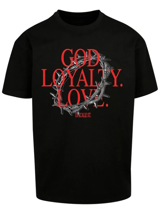 Foto van product MT Upscale Shirt 'God Loyalty Love' grijs / rood / zwart