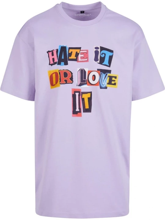 Foto van product MT Upscale Shirt 'Hate it or Love it' blauw / geel / lichtlila / oranje / zwart