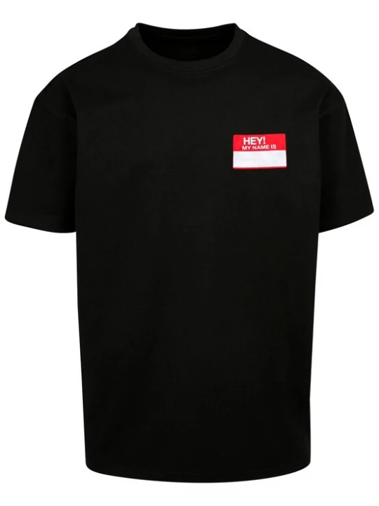 Foto van product MT Upscale Shirt ' Hey! My Name Is' rood / zwart / wit