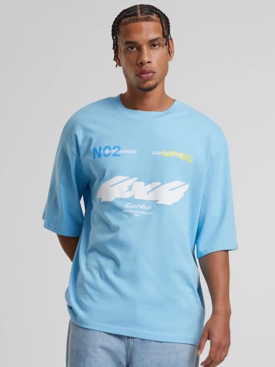 Foto van product MT Upscale Shirt 'Motorsport' lichtblauw / geel / lichtgrijs / wit