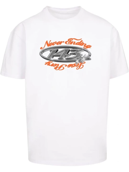 Foto van product MT Upscale Shirt 'Never ending...' grijs / oranje / zwart / wit