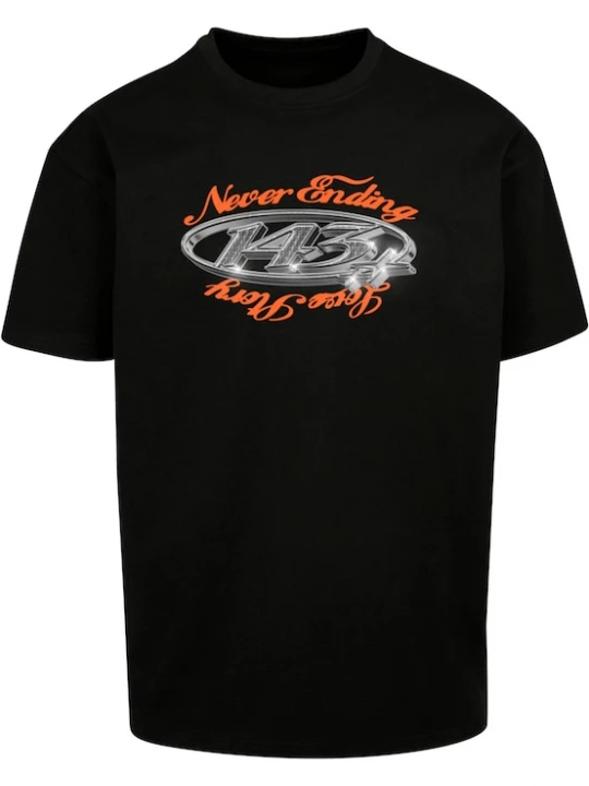 Foto van product MT Upscale Shirt 'Never ending...' zilvergrijs / neonoranje / zwart
