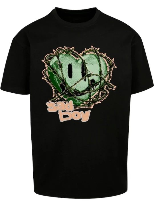 Foto van product MT Upscale Shirt 'Sad Boy' groen / perzik / zwart