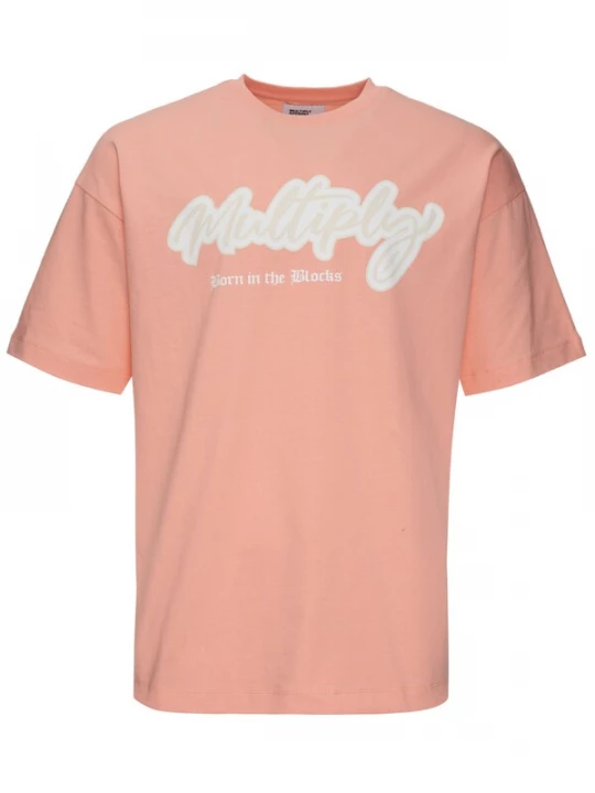 Foto van product Multiply Apparel Shirt lichtbeige / abrikoos / wit