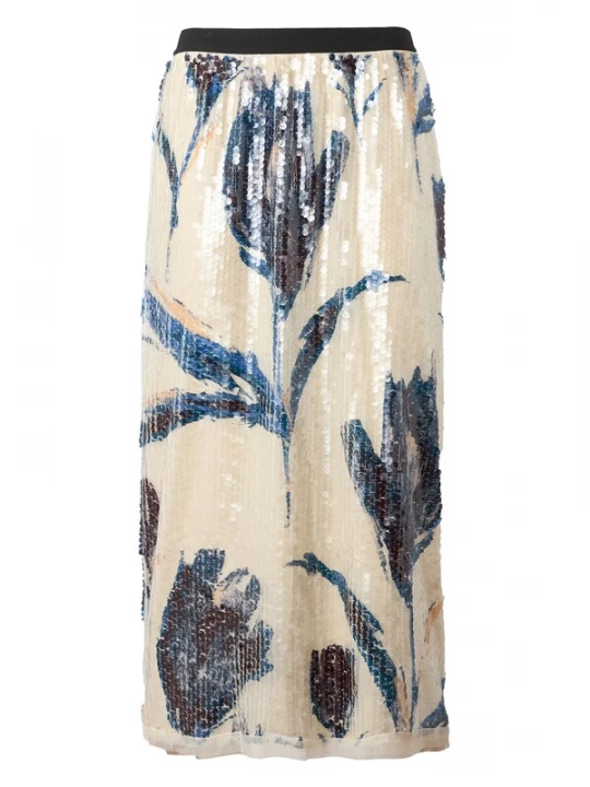 Foto van product Munthe Rok 'OMI' camel / navy / zwart / wolwit