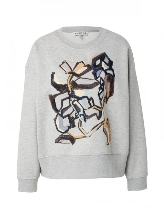 Foto van product Munthe Sweatshirt 'RARSNIMA' sand / lichtblauw / bruin / grijs