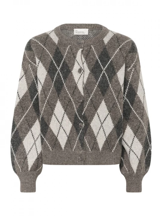 Foto van product My Essential Wardrobe Gebreid vest bruin / parelwit
