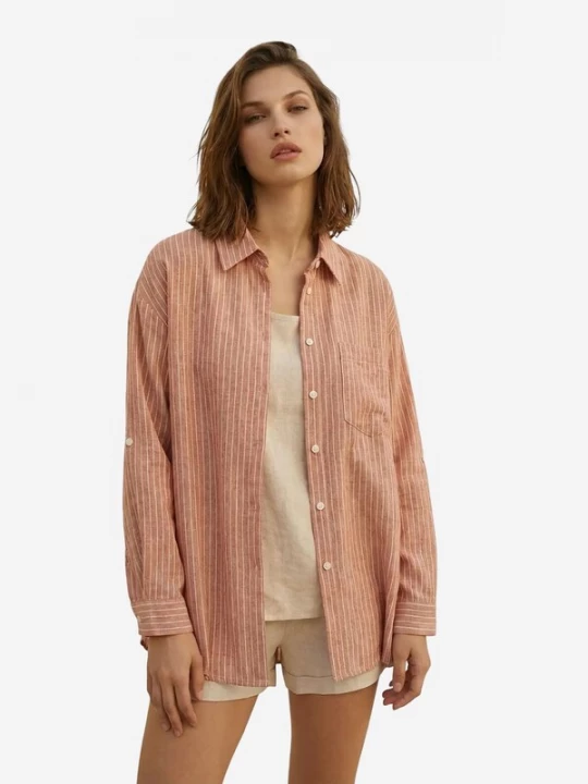 Foto van product My fashion Blouse kastanjebruin / wit
