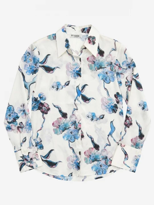 Foto van product My fashion Shirt ivoor / hemelsblauw / lavendel