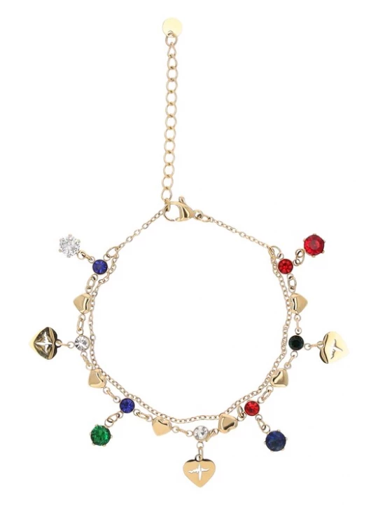 Foto van product MYMO Armband marine / goud / smaragd / donkerrood