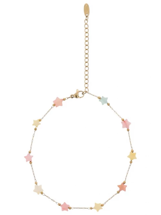 Foto van product MYMO Armband pastelblauw / lichtgeel / goud / rosa