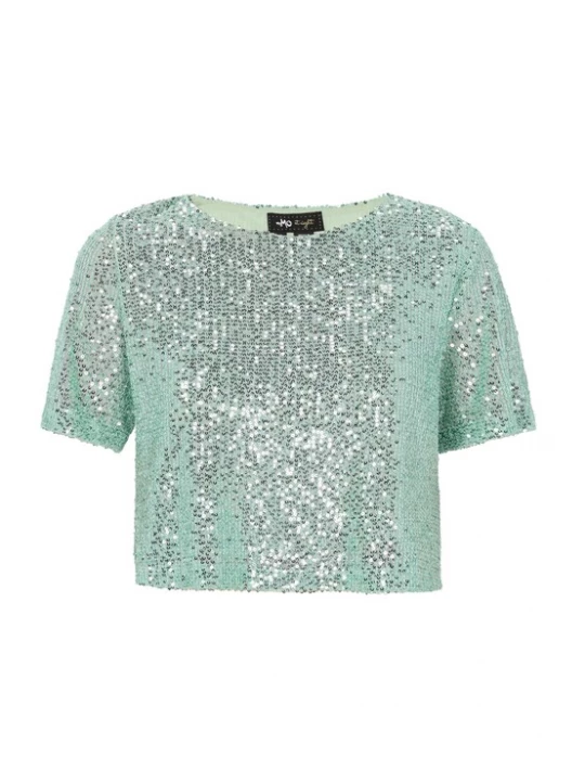 Foto van product myMo at night Shirt 'Evening' turquoise / zilver