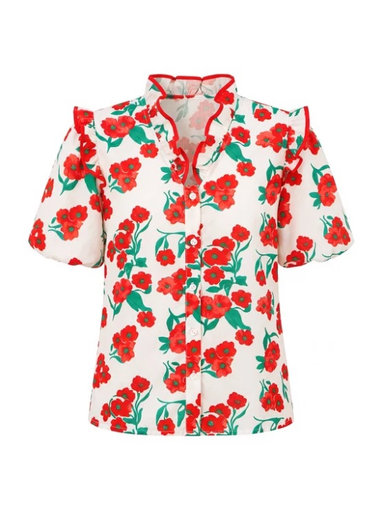 Foto van product MYMO Blouse beige / groen / rood