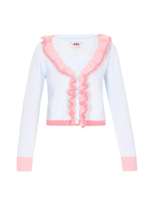 Foto van product MYMO Gebreid vest 'Back To School' pastelblauw / rosa / lichtroze
