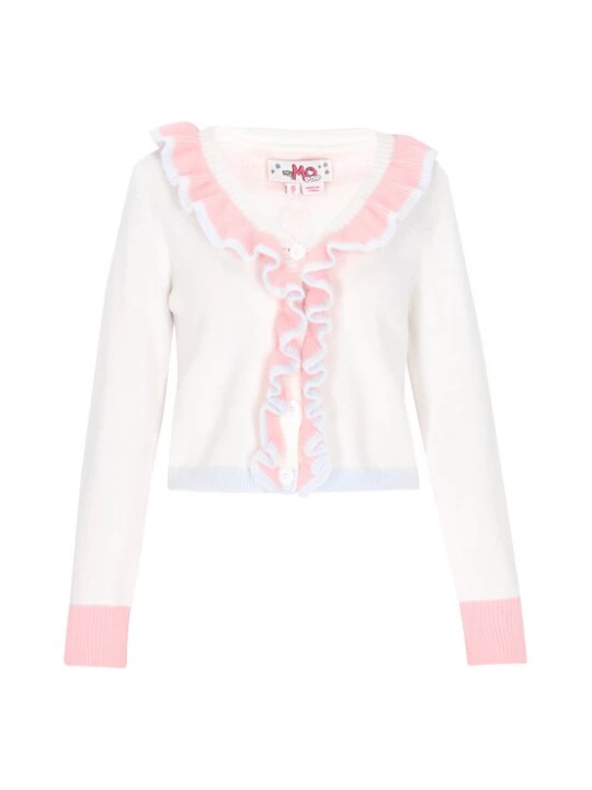 Foto van product MYMO Gebreid vest 'Back To School' pastelblauw / rosa / wit