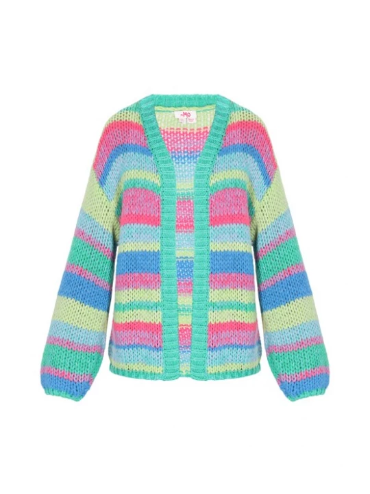 Foto van product MYMO Gebreid vest blauw / lichtgeel / groen / pink