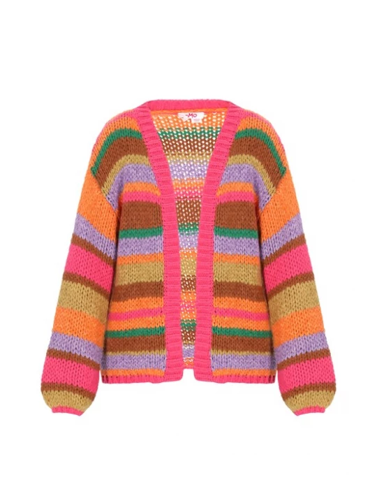 Foto van product MYMO Gebreid vest bruin / groen / oranje / fuchsia