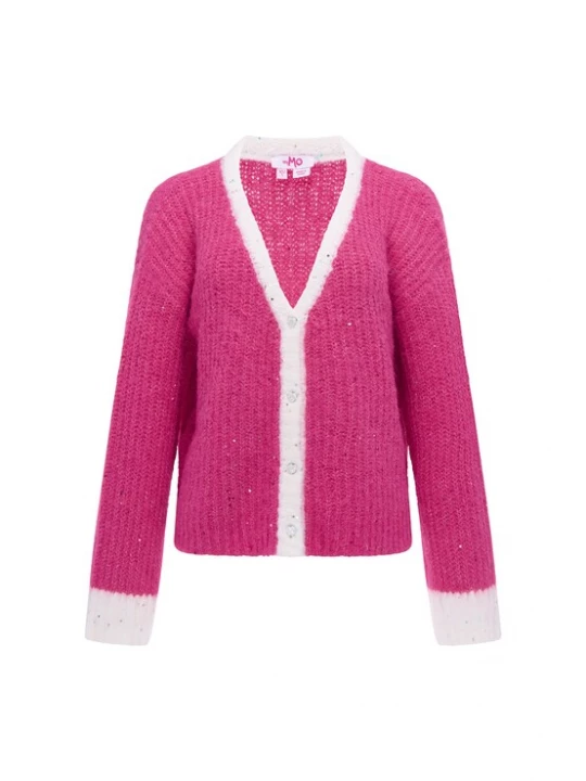 Foto van product MYMO Gebreid vest fuchsia / wit