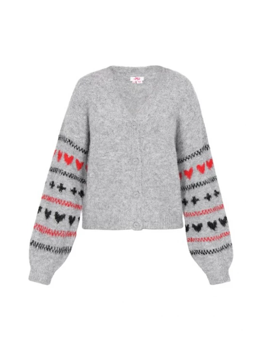 Foto van product MYMO Gebreid vest lichtgrijs / rood / zwart